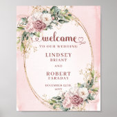 Chic Wedding Welcome Dusty Pink Floral Gold Poster (Vorne)