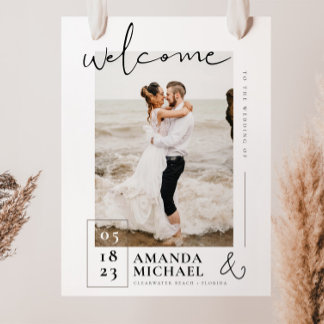 Chic Wedding Willkommenszeichen mit Foto Poster