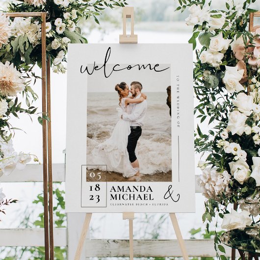 Chic Wedding Willkommenszeichen mit Foto Poster