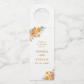 Chic wedding with orange floral Illustration Flaschenanhänger (Vorderseite)