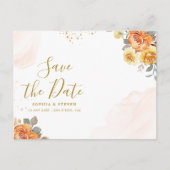 Chic wedding with orange floral Illustration Postkarte (Vorderseite)