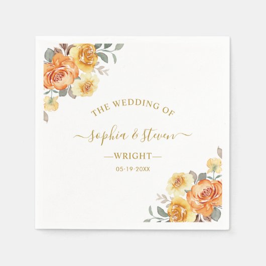 Chic wedding with Orange Flowers Serviette (Vorderseite)