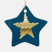 Chic Weihnachten Gold Stern blau Keramik Ornament (Vorne)