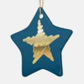 Chic Weihnachten Gold Stern blau Keramik Ornament (Links)