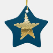 Chic Weihnachten Gold Stern blau Keramik Ornament (Hinten)
