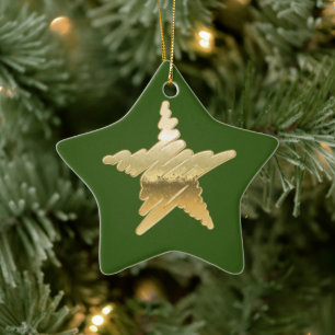 Chic Weihnachten Gold Stern grün Keramik Ornament
