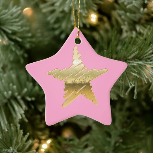 Chic Weihnachten Gold Stern rosa Keramik Ornament (Baum)
