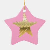 Chic Weihnachten Gold Stern rosa Keramik Ornament (Vorne)