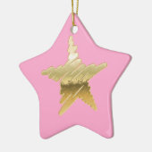 Chic Weihnachten Gold Stern rosa Keramik Ornament (Links)