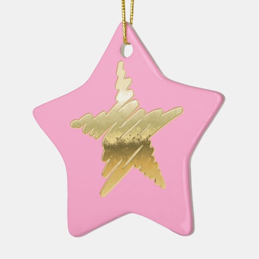 Chic Weihnachten Gold Stern rosa Keramik Ornament (Links)