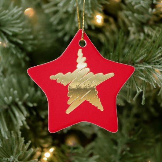 Chic Weihnachten Gold Stern rot Keramik Ornament (Baum)