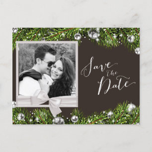 Chic Weihnachts-Foto Save the Date Ankündigungspostkarte
