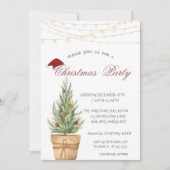 Chic Weihnachtsbaum, Gold Snowflakes Weihnachten Einladung (Vorderseite)