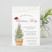 Chic Weihnachtsbaum, Gold Snowflakes Weihnachten Einladung (Stehend Vorderseite)