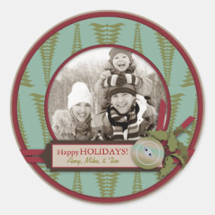 Chic-WeihnachtsFoto-Aufkleber 2 Runder Aufkleber
