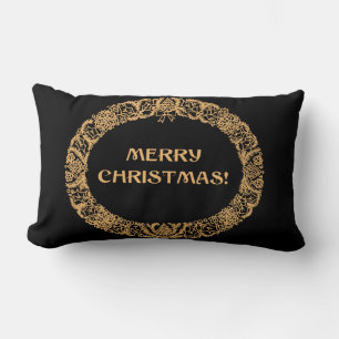 Chic Weihnachtskleid Design Gold-Effekt auf Schwar Lendenkissen