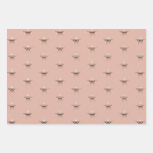 Chic Weihnachtsmetall Rose Gold Star Geschenkpapier Set (Vorderseite 2)