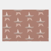 Chic Weihnachtsmetall Rose Gold Stern Bronze Geschenkpapier Set (Vorderseite 2)