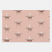 Chic Weihnachtsmetall Rose Goldstar Kastanie Geschenkpapier Set (Vorderseite 2)