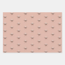 Chic Weihnachtsmetall Rose Goldstar Kastanie Geschenkpapier Set