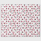 Chic Weihnachtsmuster in Rot, Schwarz, Weiß Geschenkpapier (Flach)