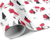 Chic Weihnachtsmuster in Rot, Schwarz, Weiß Geschenkpapier (Rolleneckpunkt)