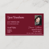 Chic Wein Rosa Streifen mit Beruflichem Foto Visitenkarte (Rückseite)