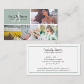 Chic Weise grüne Hochzeitsfotografie Collage Visitenkarte (Vorne/Hinten)