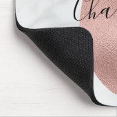 Chic Weiß & Grau Marmor Roségold C Monogramm Name Mousepad (Ecke)