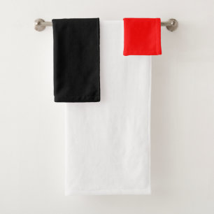 Chic Weiß, Schwarz & Rot Badehandtuch-Set – 3tlg Badhandtuch Set