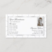 Chic Weiß und Silber Rahmen mit Diamanten & Foto Visitenkarte (Rückseite)