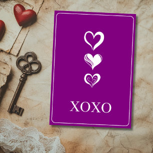 Chic Weiß Xoxo Drei Ausschnitt Herz Lila Feiertagskarte