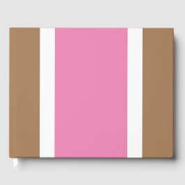 Chic weiße rosa Streifen auf hellbraunen Streifen Gästebuch