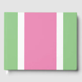 Chic weiße, rosa, weiße Streifen auf hellgrün Gästebuch (Vorderseite)