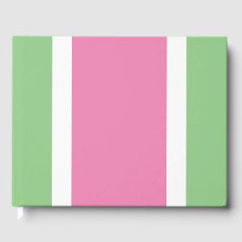 Chic weiße, rosa, weiße Streifen auf hellgrün Gästebuch