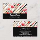 *~*Chic weiße rote Mohnblumen-Schwarz-Glitzer-mit Visitenkarte (Vorne/Hinten)