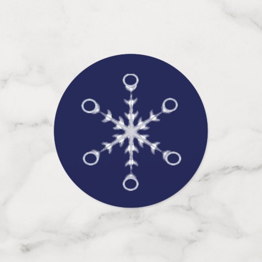 Chic weiße Schneeflocken auf marineblauen Tafelkon Konfetti (Klein Vorderseite)