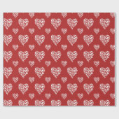 Chic Weißer Leopard Gepard Herz | Firebrick Geschenkpapier (Flach)
