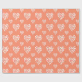 Chic Weißer Leopard Gepard Herz | Lachsrosa Geschenkpapier (Flach)