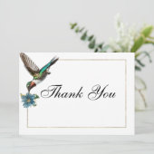 Chic weißes Gold farbenfrohe Kolibri Danke Einladung (Stehend Vorderseite)