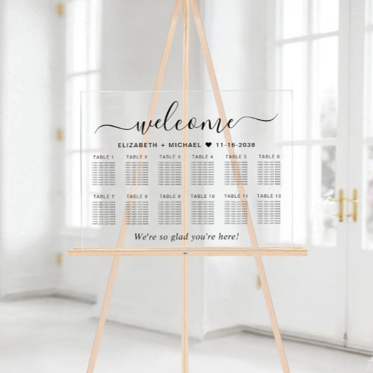 Chic Welcome 12 Table Wedding Seating Acrylschild