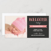 Chic Welcome Baby Girl Geburtserklärung Ankündigung (Vorne/Hinten)