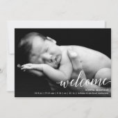 Chic Welcome Calligraphy Script Geburtserklärung Ankündigung (Vorderseite)