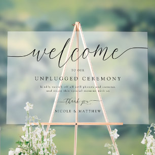 Chic Welcome to Unplugged Wedding Zeremony Mattier Acrylschild