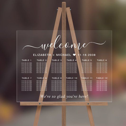 Chic Welcome White 12 Table Wedding Seating Acrylschild