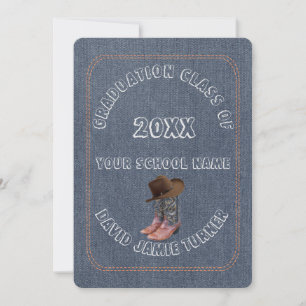 Chic Western bootet Hat Denim Abschluss laden ein Einladung