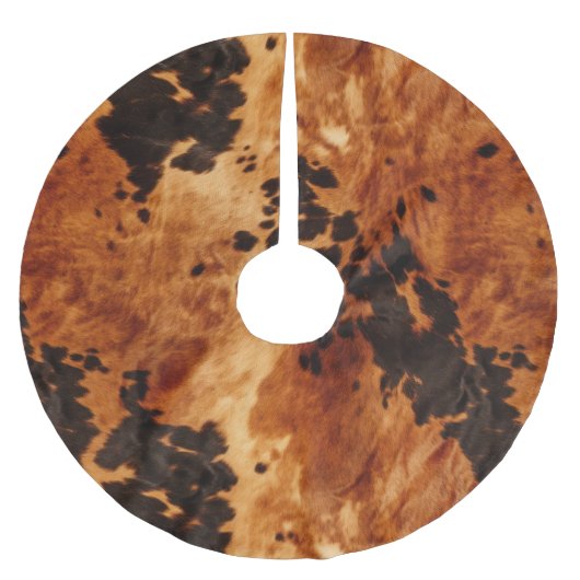 Chic Western Brown Cowhide Polyester Weihnachtsbaumdecke (Vorderseite)