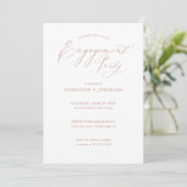 Chic Whic Rose Gold Calligrafy Engagement Party Einladung (Stehend Vorderseite)