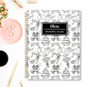 Chic Whimsical Black & White Personalisiert Weddin Planer