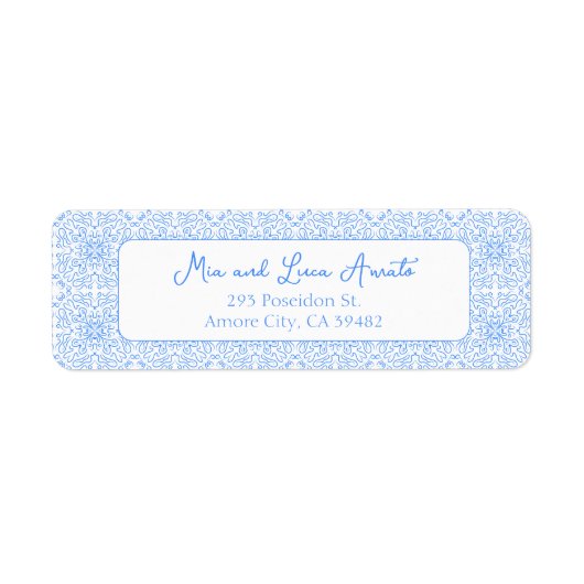 Chic Whimsical Blue Tile Muster Mittelmeer (Vorne)